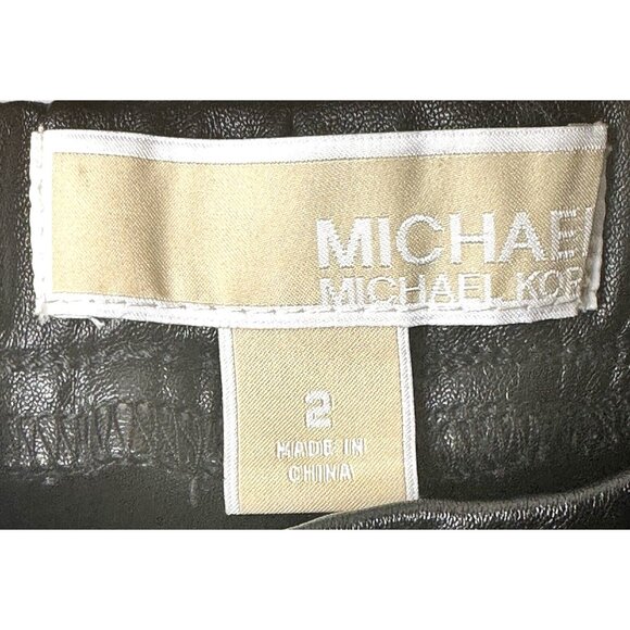 MICHAEL Michael Kors Womens Faux Leather Leggings Stretch Pants Black Size 2 - Picture 7 of 15